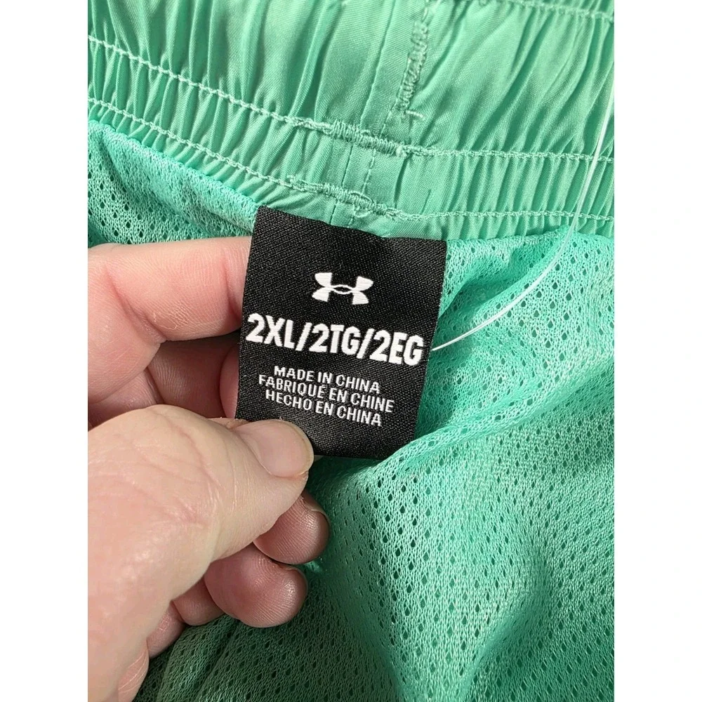 NWT Under Armour UA Loose Fit Woven Volley Shorts Full Mesh Lined Neon Green 2XL